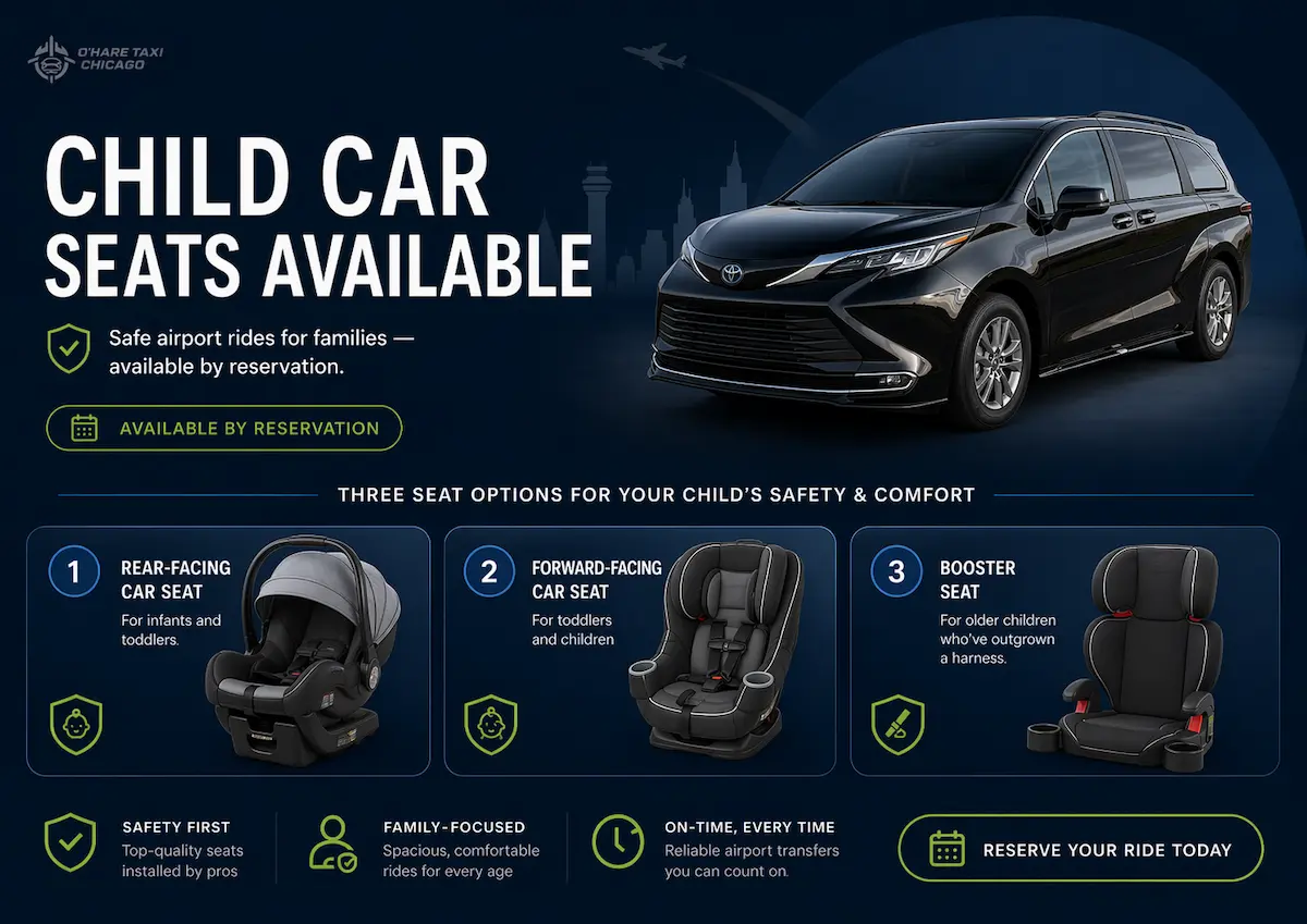 Child car seat airport transportation Batavia to O'Hare